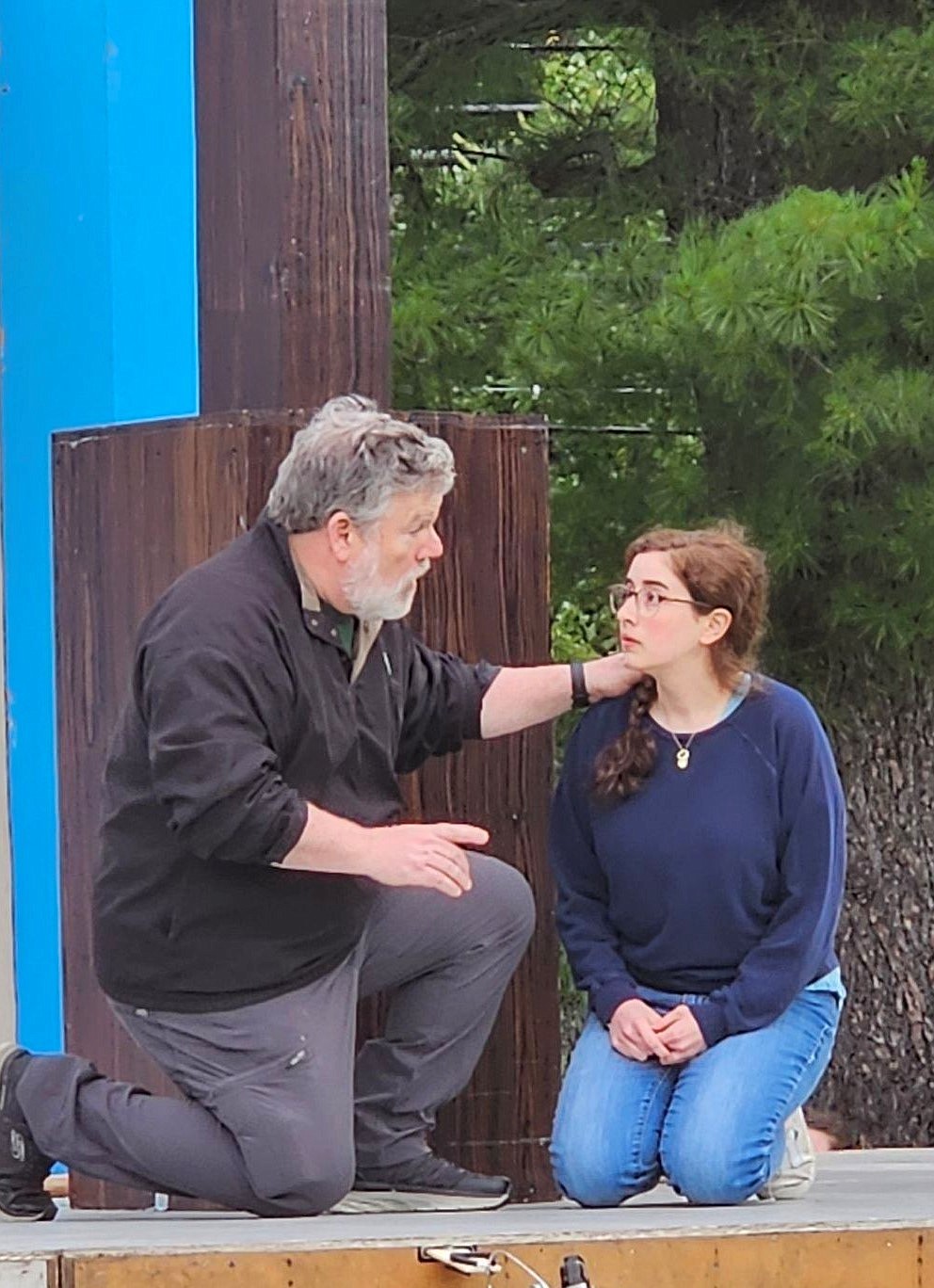 Bruce Crilly as Prospero and Miranda Falk as Miranda in “The Tempest” at Curtain Call, Inc. in Stamford, Ct. thru July 23. See Nearby In-Person Events for details.