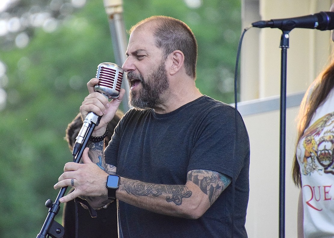 Singer Tommy Tempesta leads his band Digging for Sharks during a free show at Lyon Park on Friday, July 7. The show kicked off Port Chester’s Concerts in the Park series, which will feature bands each Friday night from 7:30 p.m. to 9 p.m. until Aug. 11 at Lyon Park.