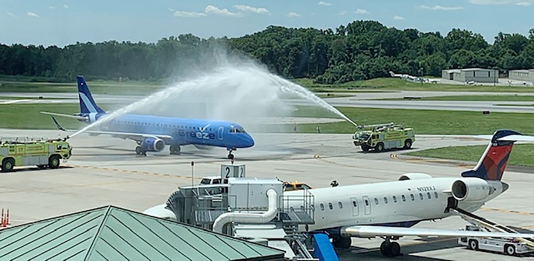 Breeze Airways was welcomed to HPN with a full firetruck waterspout on June 22, 2022 when their first scheduled flight (from Charleston, S.C.—and then back again) arrived and shortly thereafter departed. Their upcoming HPN schedule features Charleston and Norfolk, Va. and this winter Vero Beach, Fla.