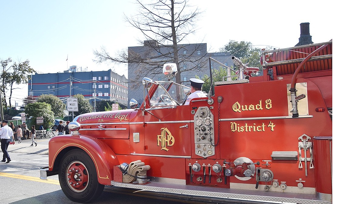 The Purchase Fire Department was among the several Westchester and Connecticut departments that participated in the parade to celebrate their comrades.