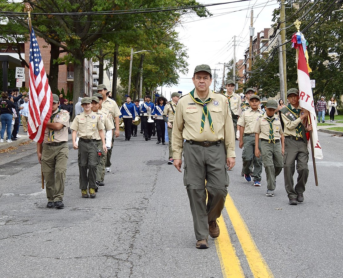 A Scout leader with BSA Troop 400, Rock Ridge Drive, Rye Brook, resident Hugo Ayala leads his Scouts with purpose.