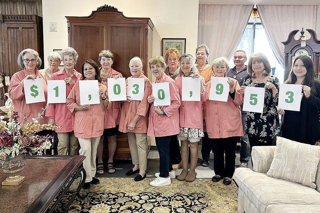 Greenwich Hospital Auxiliary Thrift Shop staff and volunteers celebrate ending the fiscal year with a record $1.03 million in sales.