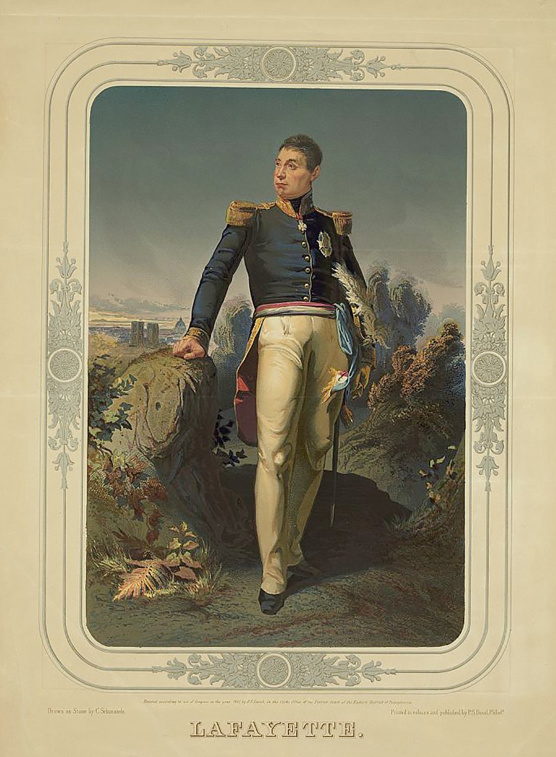 A portrait of the Marquis de Lafayette, a Frenchman widely considered an American hero who will be honored in 2024 during a year-long celebration of his tour of the country 200 years ago.