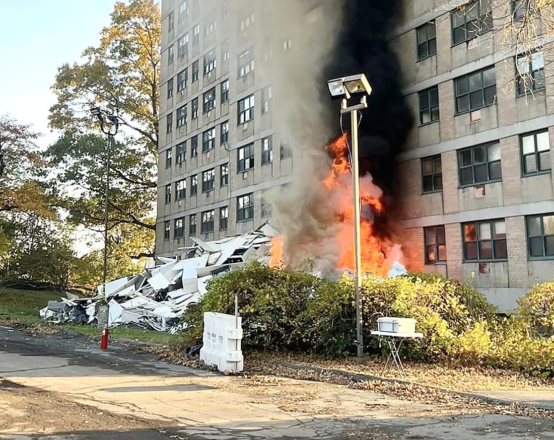 The Port Chester Fire Department gives a full response to the blaze that broke out on Tuesday, Nov. 7 at the former staff apartment building for United Hospital at 999 High St.