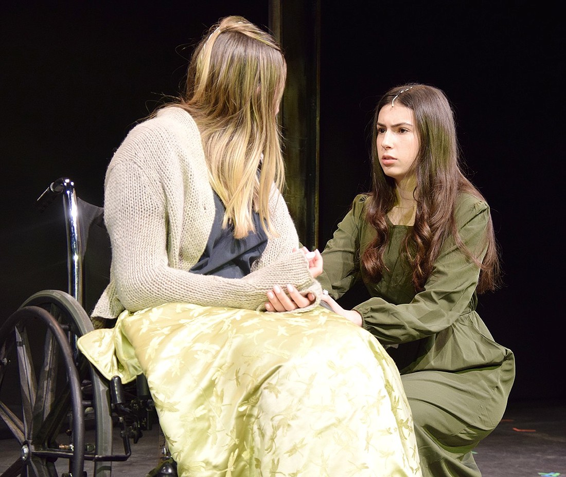 Grace Fryer (played by Cassidy Wohl) is jarred to hear that her close friend Kathryn Schaub (played by Abby Meron) feels her death is imminent. The Blind Brook High School students are rehearsing for the Drama Club’s production of “Radium Girls,” a contemporary drama slated to showcase this weekend.