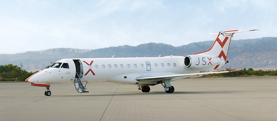 JSX, one of the brand names Delux flies under. Jets with the JSX logo take off and land daily from HPN and use the Atlantic Aviation (Fixed Base Operator) facility.