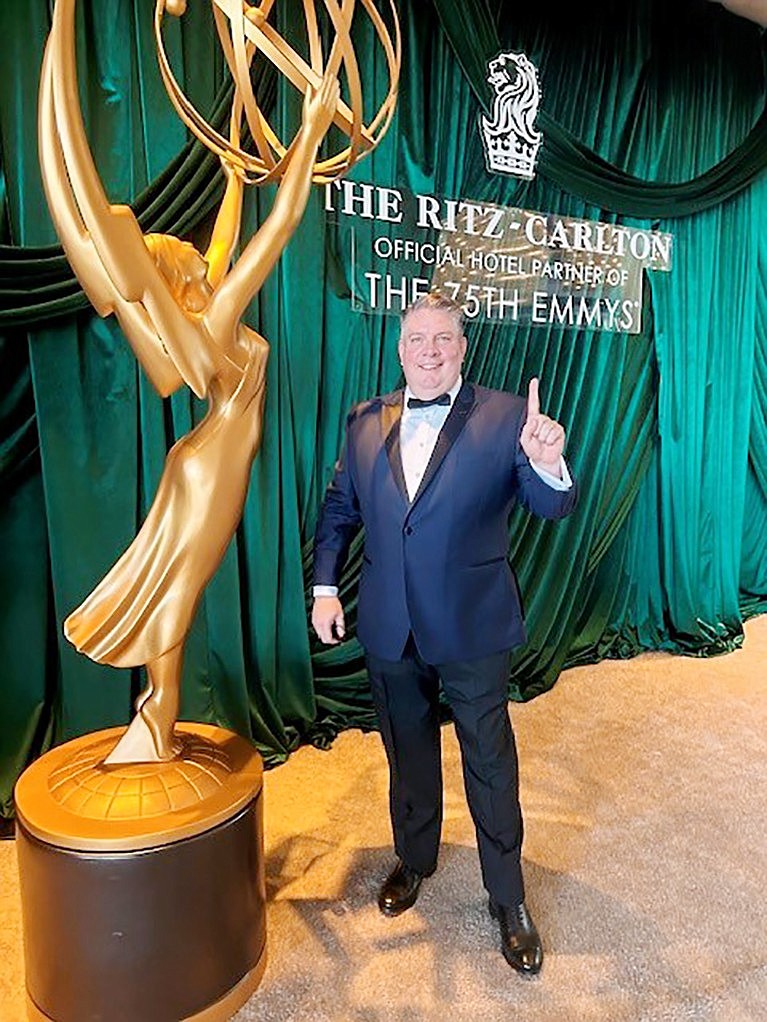 Port Chester’s William J. (Bill) Villanova, whose guest appearance as the funeral director in HBO’s final season of “Succession” won him many fans and plaudits throughout the funeral industry, was invited to the annual Emmy telecast (seen Monday night, Jan. 15, on Fox) by the “Succession” production team. Villanova’s daytime job is as president of the famed Frank E. Campbell Funeral Chapel in Manhattan which was featured in “Succession” as the location for the funeral of the show’s main character, Logan Roy.