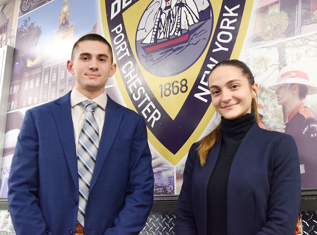 Posing for a photo on Jan. 22, siblings Richard “Richie” and Mia Grall will be joining the Port Chester Police Department as new officers once they graduate from the Westchester Police Academy. They’re following the career path of their father, Richard Grall, who retired from the department as a detective in 2017.