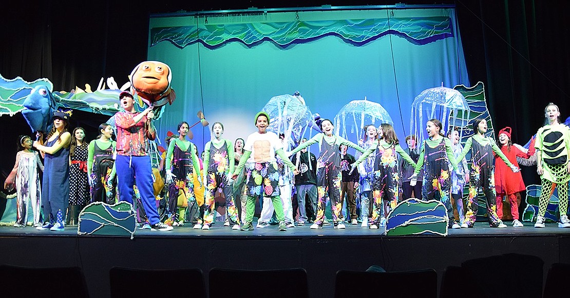 The cast of “Finding Nemo Jr.” gathers on stage to close out the show with the last song, “Finale.”