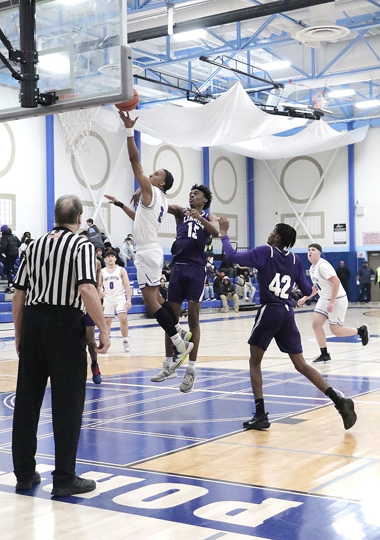 Senior Guillermo (Memo) Zabala (going up for a layup) scored 60 points in Port Chester’s Senior Night game last Friday, Jan. 26 against Lincoln, but the Rams lost the game anyway 74-68.