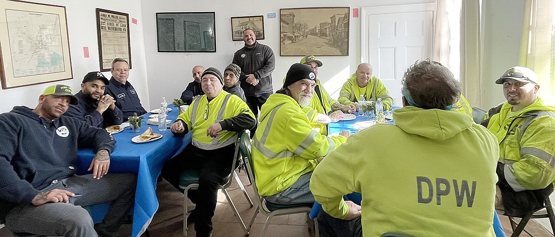 Port Chester Department of Public Works employees enjoy a “Thank You!” lunch at the Bush-Lyon Homestead on Monday, Feb. 12 hosted by the Port Chester Historical Society.