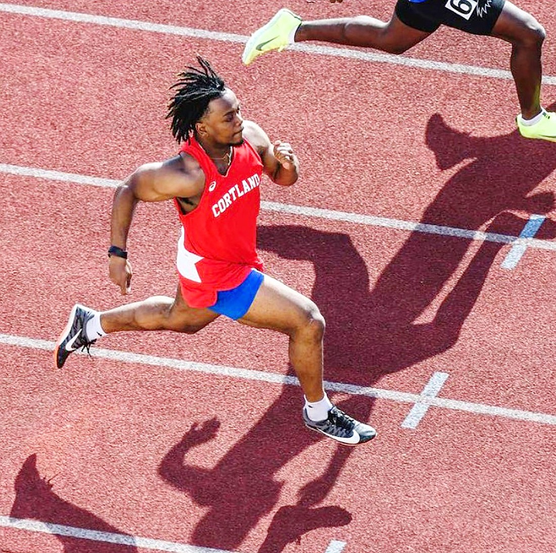 Jordan Lewis competes in the Cortland Classic track meet at SUNY Cortland in April 2023.