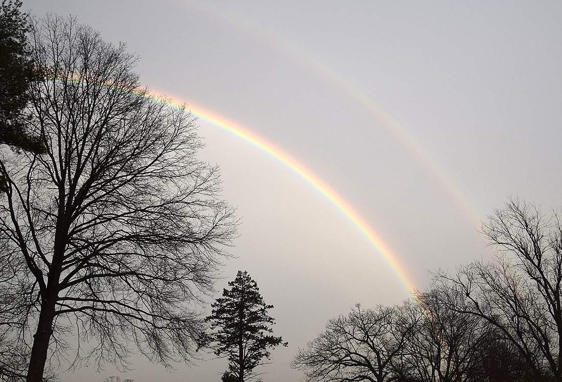 Anyone come across a pot of gold? Pictured at Lyon Park, a rainbow casts its colorful, majestic arch over Port Chester following a light rain on Wednesday, Mar. 27. If you look closely, you can see two!