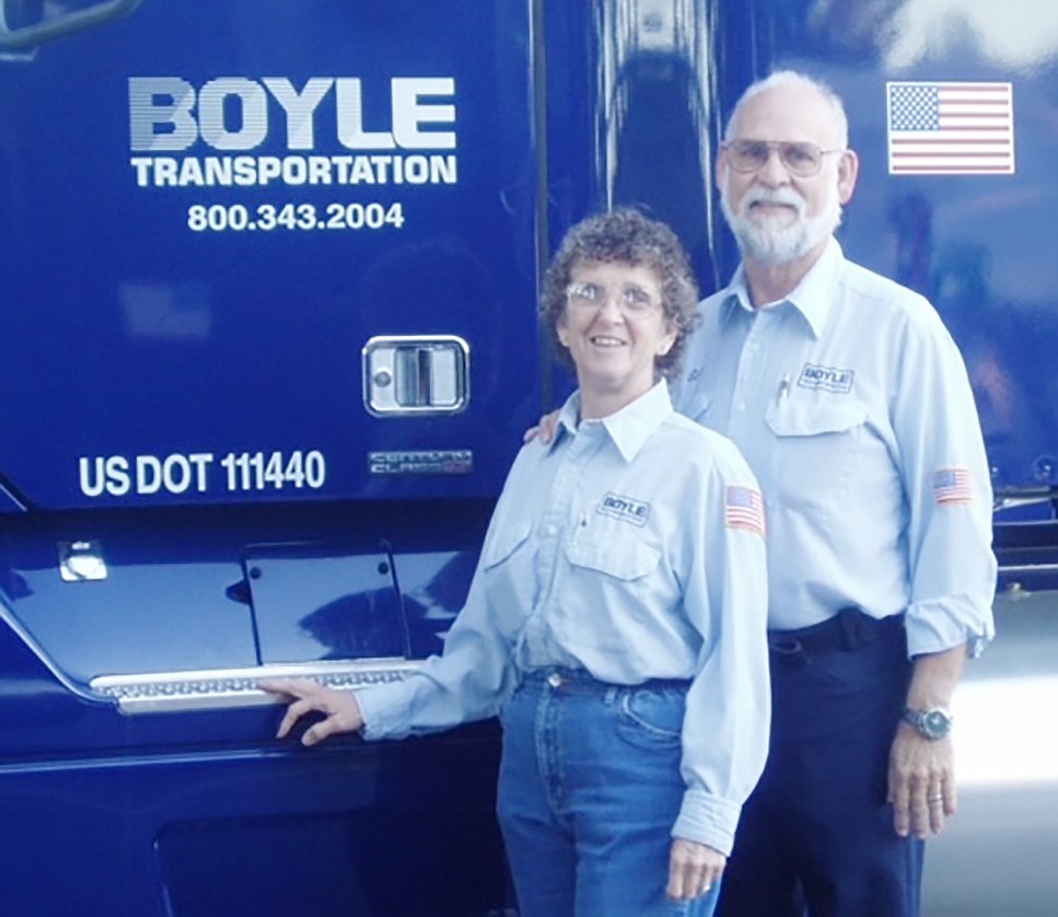 Ed and Kathy Dyson, pioneer long haul truck drivers for Boyle Transportation.