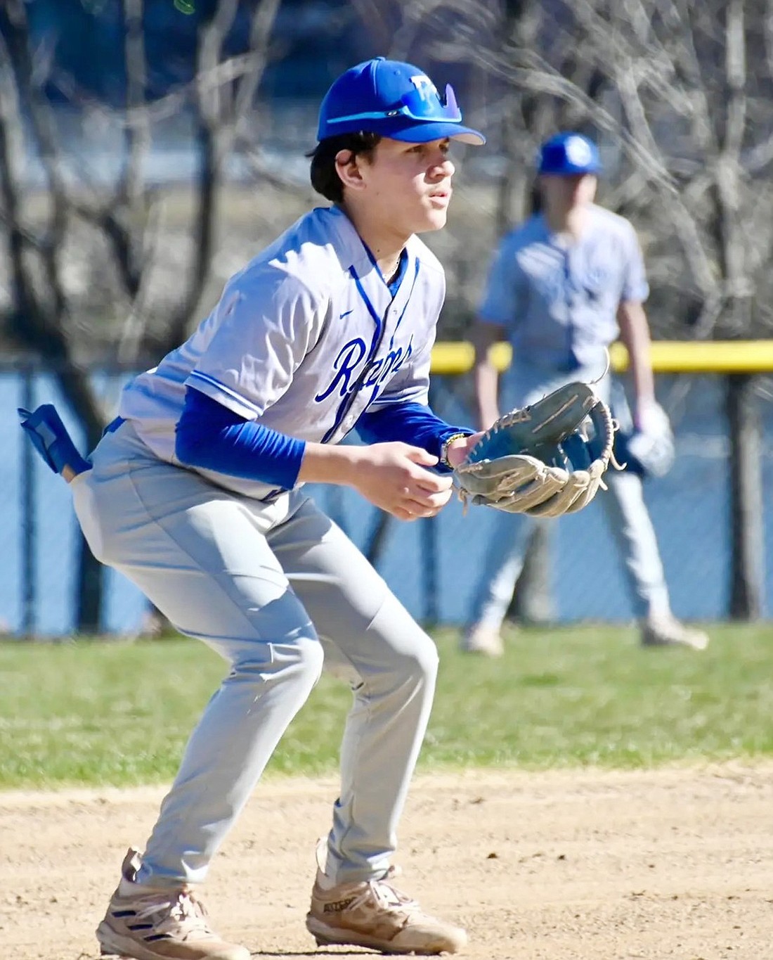 Eighth grader Adam Castaneda played second base in the Rams’ season-opening game against East Ramapo on Monday, Mar. 25. He went three for four in his varsity debut, a 14-0 shutout of the Titans.
