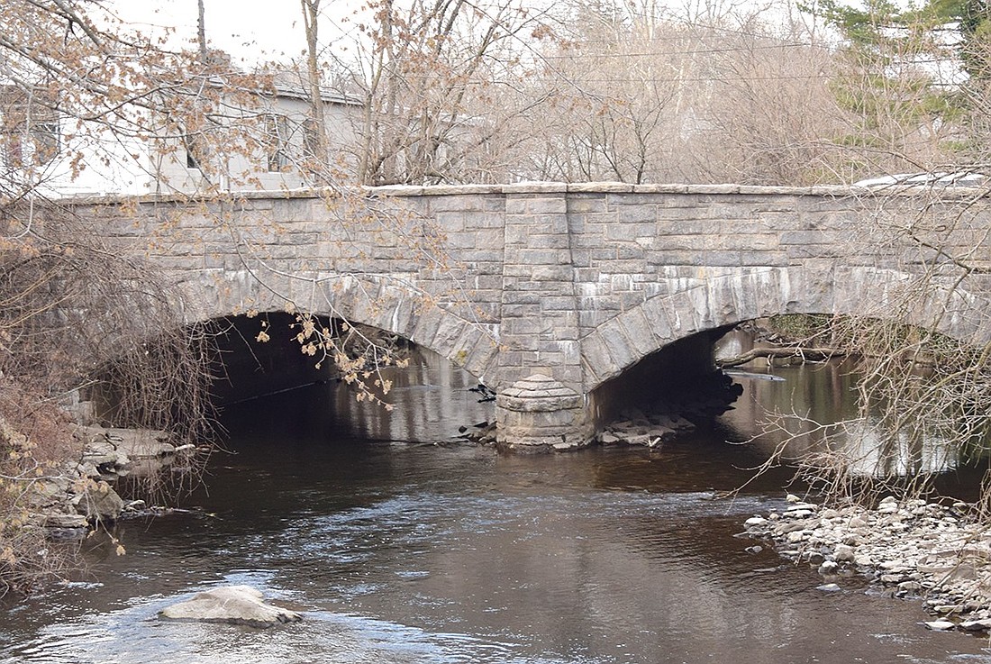 The Hillside Avenue bridge, one of the two crossways across the Byram River that connect Port Chester to Connecticut. It, along with the Putnam Avenue bridge, is scheduled to be demolished in 2026 as part of a flood mitigation project headed by the U.S. Army Corps of Engineers.