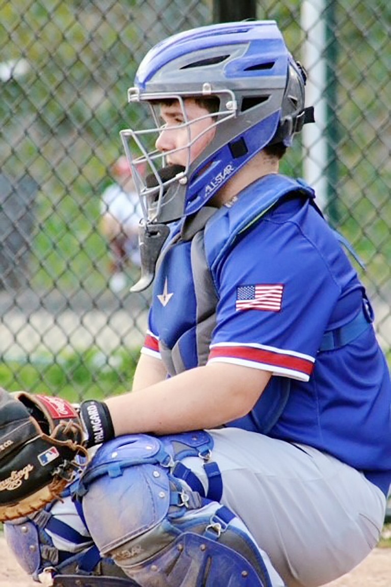 Nick Violino in the catcher’s box during a recent Blind Brook game.