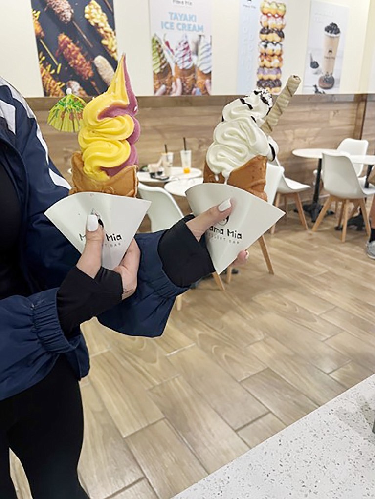 Taiyaki Japanese ice cream served at Mama Mia Dessert Bar in the Rye Ridge Shopping Center.