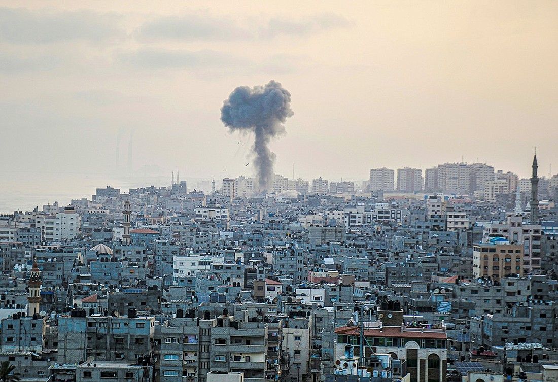 A photo reportedly taken in the Gaza Strip amid the ongoing Israel-Hamas War. Blind Brook students have emotional connections to conflict in the Middle East, and teachers must teach them different perspectives while covering the news.