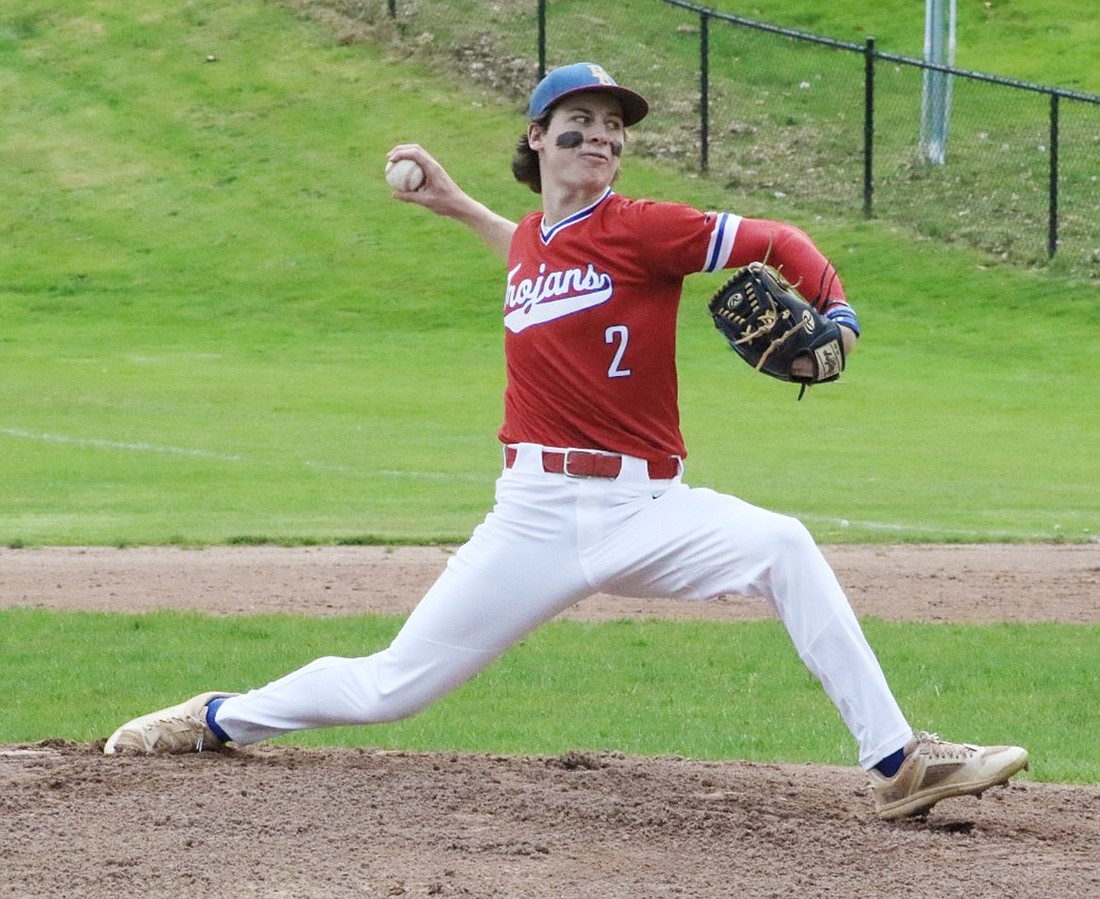 Blind Brook star pitcher Andrew Rogovic was welcomed back on the mound in the Wednesday, May 1 home game against Westlake after not pitching since the first game of the season due to a finger blister. The Trojans won that game 8-2.