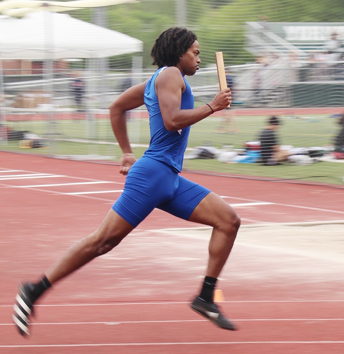 Ramaul Morgan looks like he’s floating as he runs one leg of the 4x400-meter relay at the Westchester County Championships in Yorktown on Saturday, May 18.