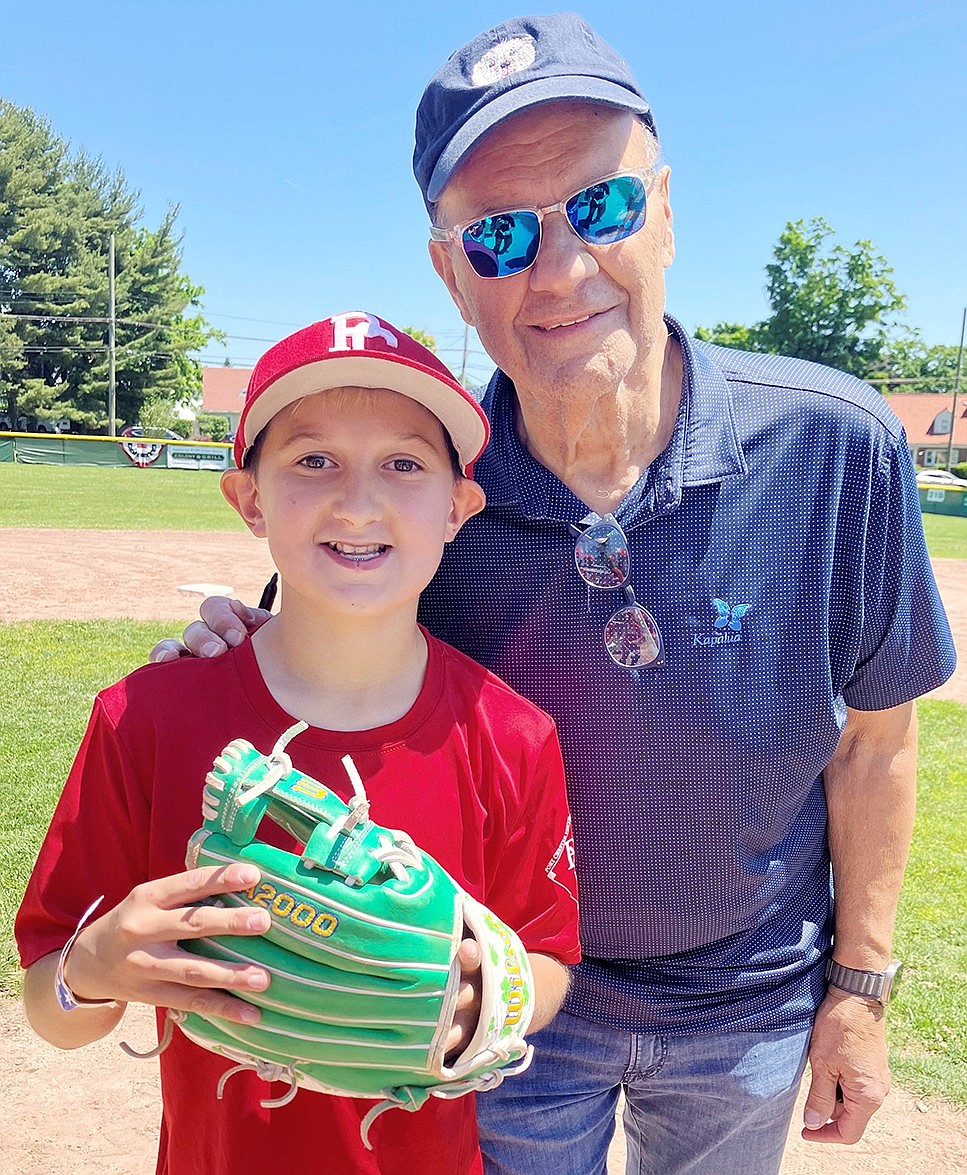 Louis Rytelewski, who was named MVP of the Saturday, June 1 All-Star game at Lyon Park, poses with former longtime Yankees manager Joe Torre. Torre has served as a special assistant to the Commissioner of Baseball since 2020.