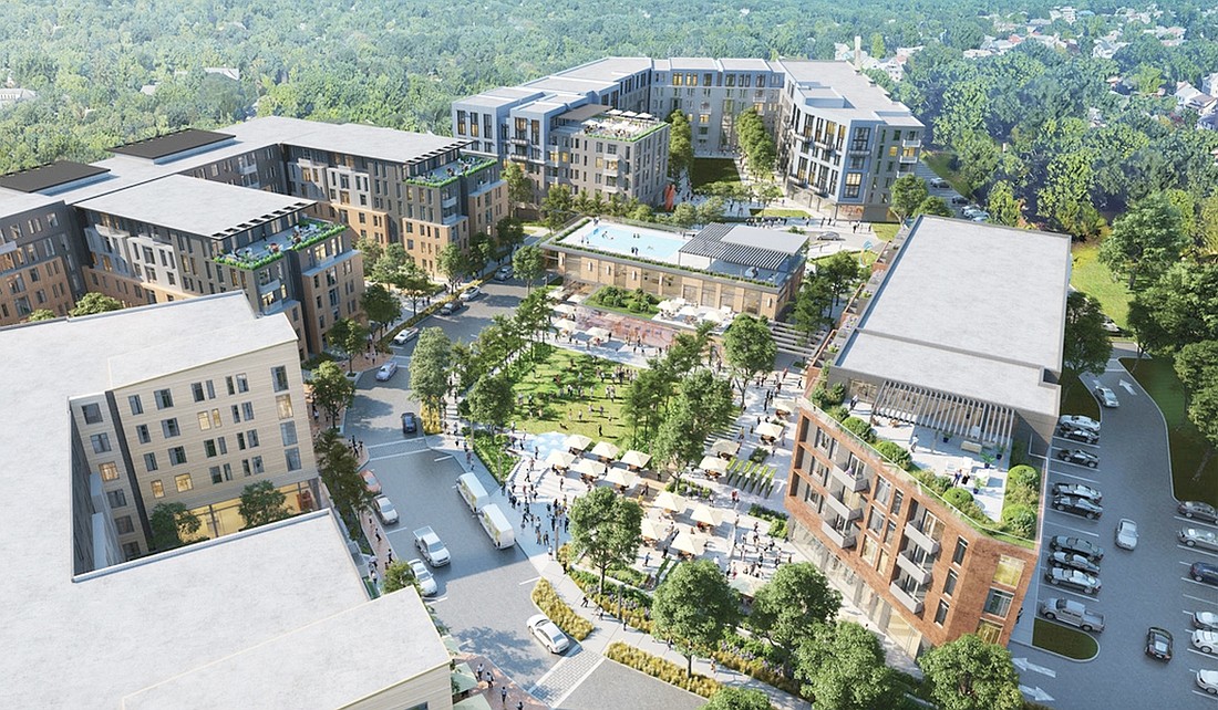 Rendering of what the mixed-use development approved for the former United Hospital property at 406-408 Boston Post Rd. and 999 High St. will look like.
Courtesy of Rose Associates
