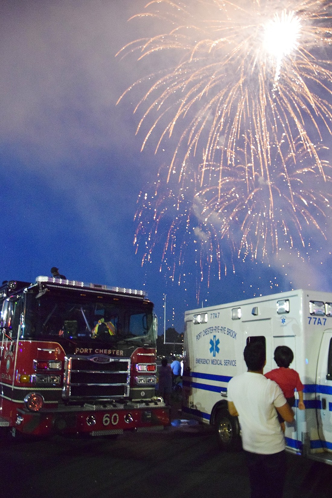 Spectators watch as fireworks unleash over Port Chester High School during the annual Fourth of July display in 2023. While the festivities this year are anticipated by many, local veterans describe how distressing the loud noises can be.