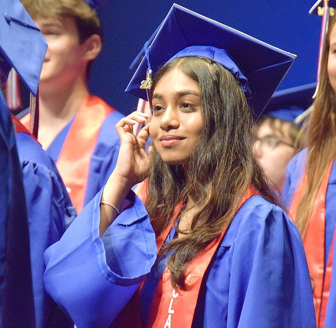 With a soft smile and a face radiating pride, Kunjal Kothari looks forward to her future as the Blind Brook High School Class of 2024 graduation ceremony begins at the Performing Arts Center at Purchase College on June 20.