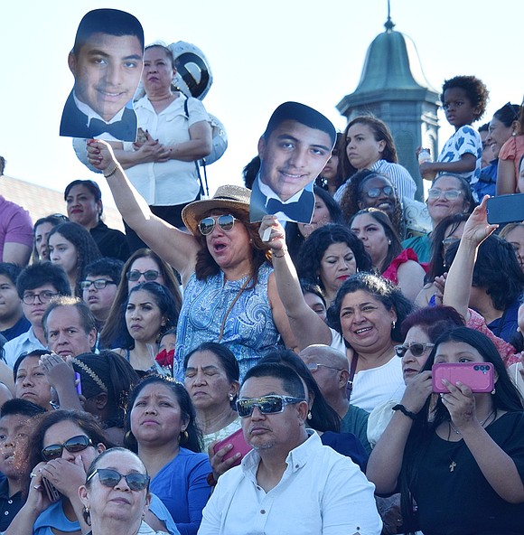 The family of Matthew Palma goes wild when the co-class president approaches the podium to bestow his Class of 2024 peers with opening remarks.