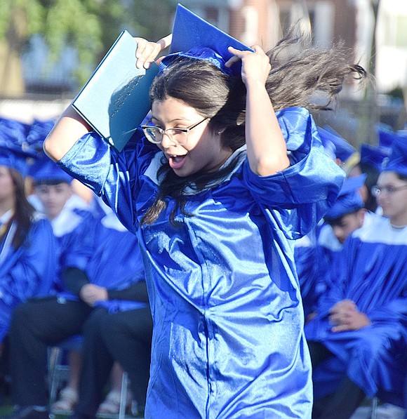 The wind is no match for Michelle Cando—now that she’s a Port Chester High School graduate, she’s ready to conquer the world.