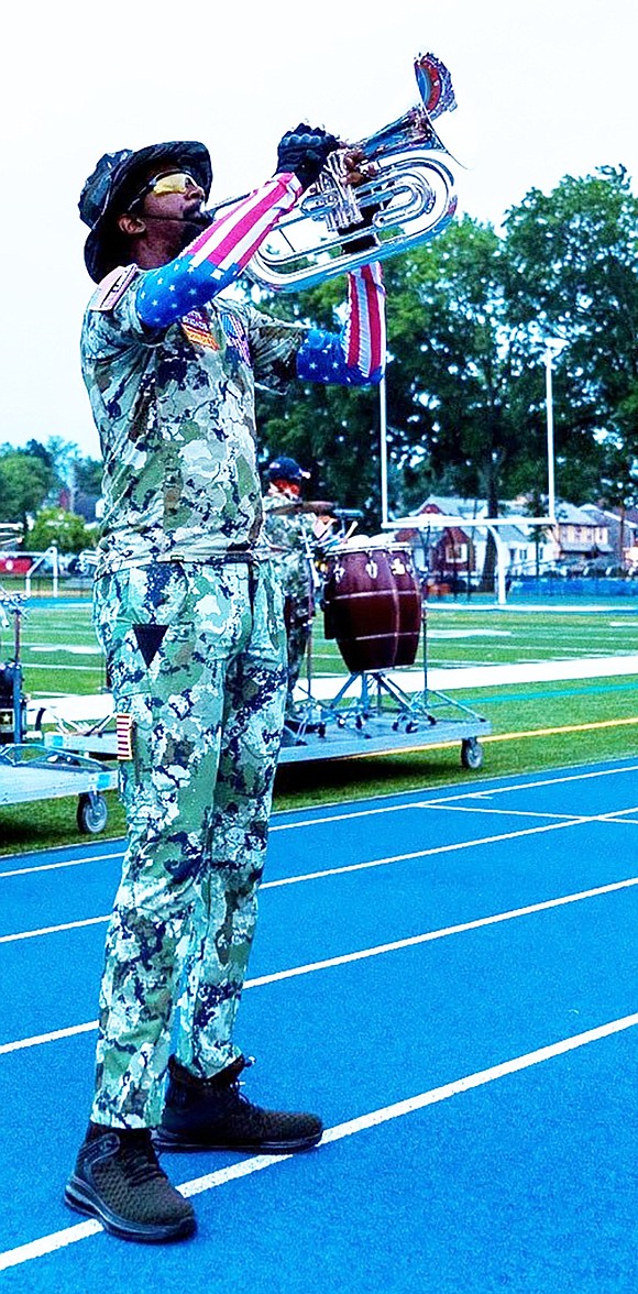 Samuel Brown of Port Chester plays a solo on the mellophone.