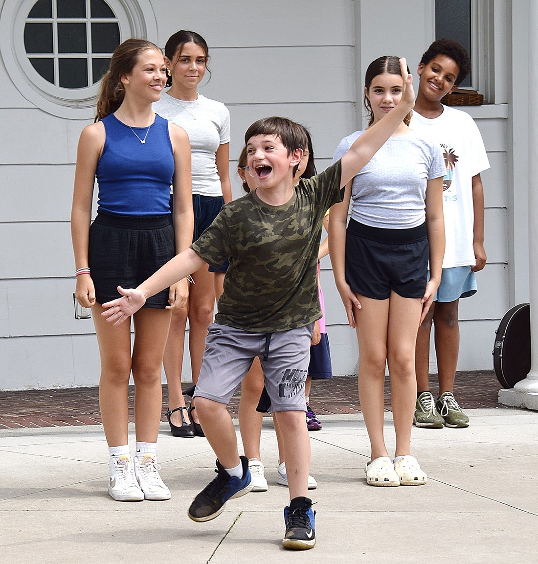 Rye Brook resident Michael O’Neill performs during a Port Chester Council for the Arts summer theater program rehearsal at the Crawford Mansion Community Center on July 23. The group is currently making efforts to host a fall afterschool program at the same venue.