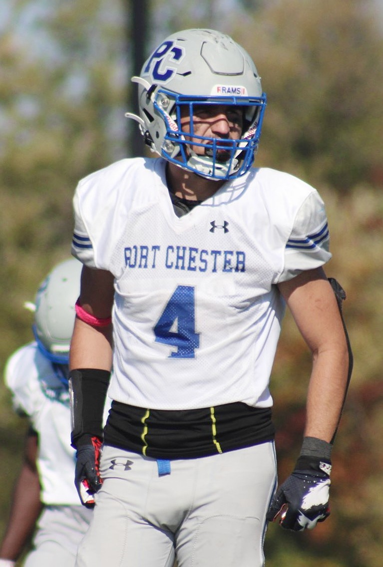 John Pauletti, now a rising senior, on the Port Chester High School football field last year. This year promises to be an even better one for Pauletti, a near unstoppable force on offense and defense.