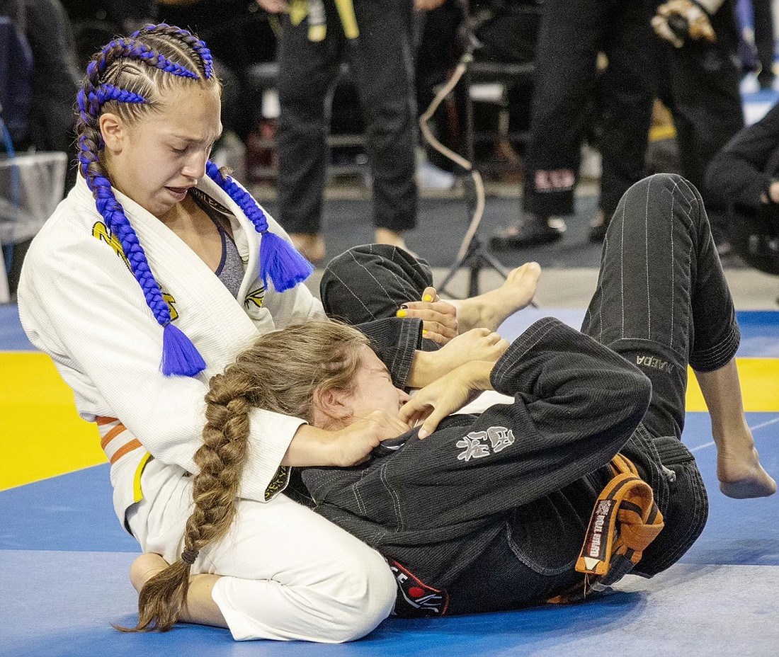 Rising Port Chester High School freshman Laila Builes competes in the International Brazilian Jiu Jitsu Federation World Championship July 26 in Kissimmee, Fla.