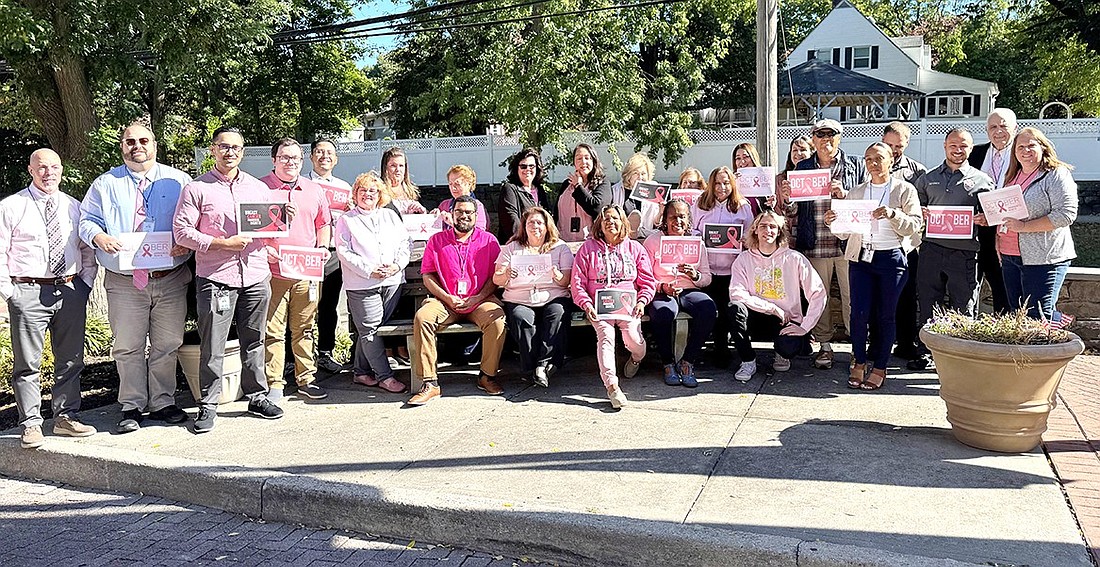 In recognition of October being Breast Cancer Awareness Month, Village of Port Chester professional staff brought out their best pink ties, dress shirts and sweaters to flaunt on Tuesday, Oct. 8. Throughout the day, employees greeted and assisted Village Hall visitors with a visible symbol of support for the cause.