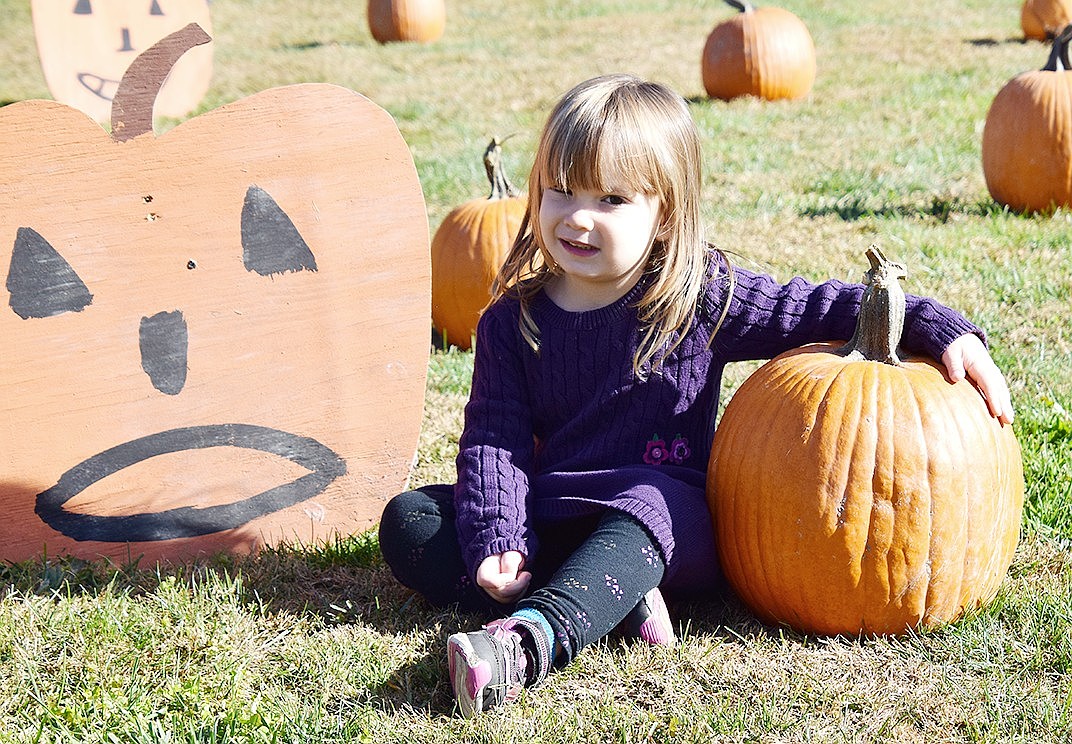 Emmy Nesser, a 4-year-old resident of The Arbors, poses for a photo in the Pumpkin Patch at Pine Ridge Park set up by the Village of Rye Brook on Saturday, Oct. 19.