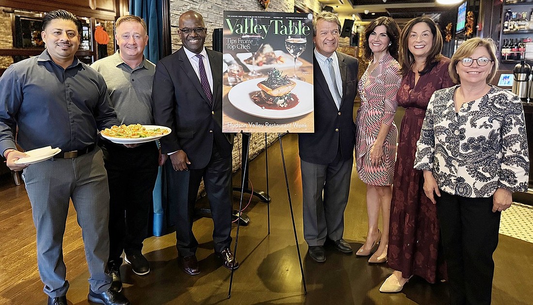 County Executive George Latimer and some of the attendees at the kick-off event for Hudson Valley Restaurant Week. The buzzing fall kickoff was held at Hudson Grille in White Plains on Tuesday, Oct. 22.