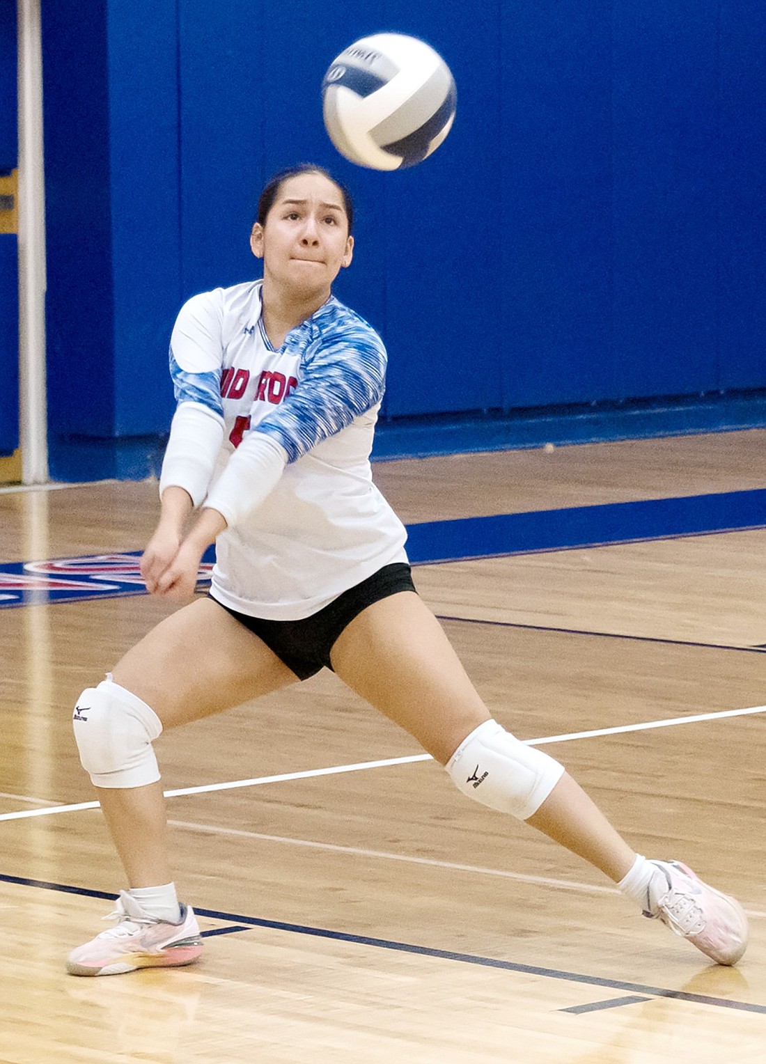 Senior libero Maria Gracia Leyva-Pereyra digs the ball in Blind Brook’s last regular season game against Rye Neck on Thursday, Oct. 24. They beat the Panthers 3-2 in extra sets and extra points.