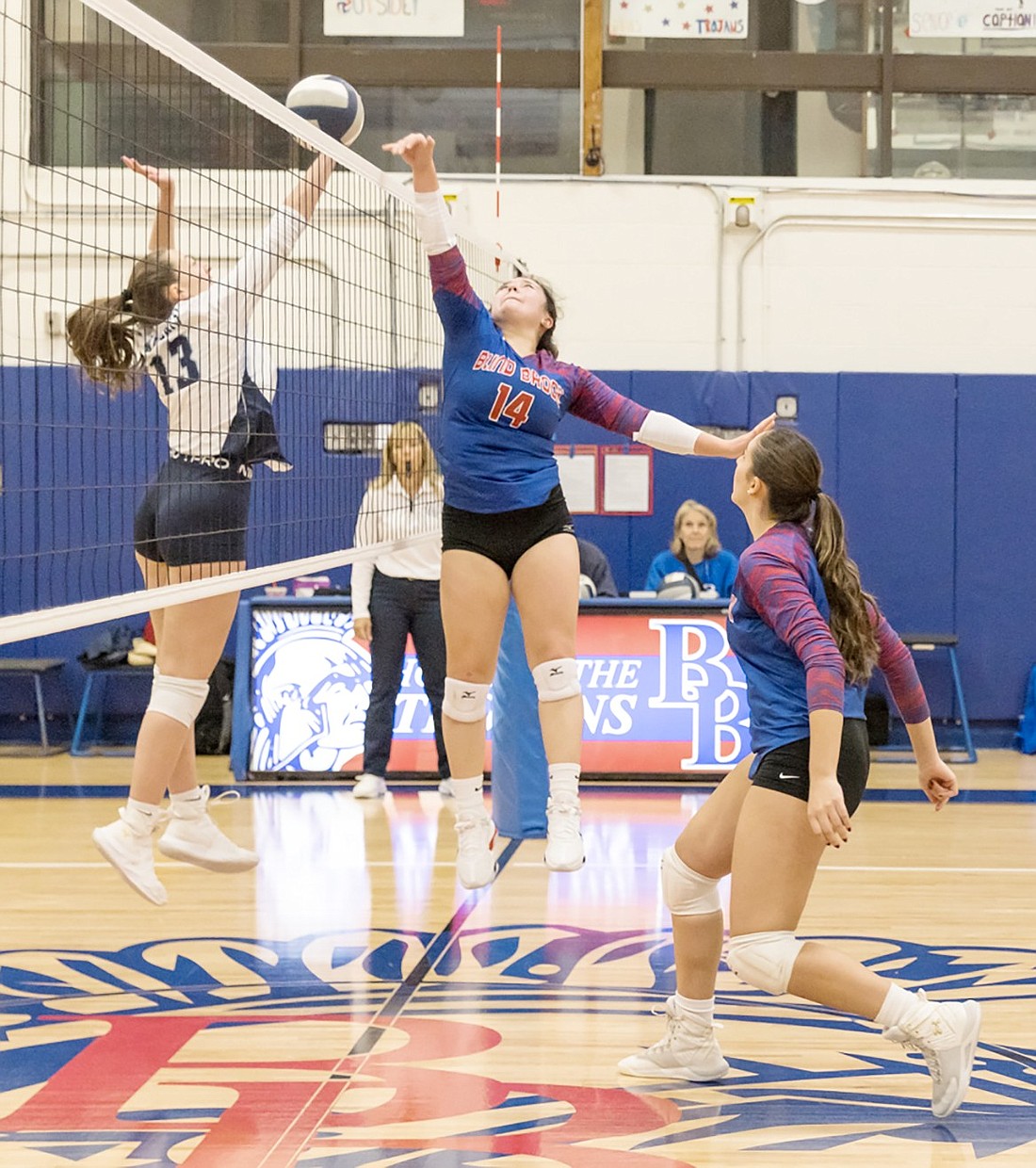 Senior setter Fernanda Julian attacks in Blind Brook’s quarterfinal game against Westlake at home on Saturday, Nov. 2. The Trojans beat the Wildcats 3-1.