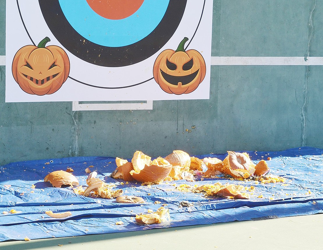 The remnants of a group of pumpkins pile up before being collected by DPW employees to be transported to the Village of Rye Brook composting facility on upper Lincoln Avenue. According to Village Administrator Chris Bradbury, residents can visit the site to pick up compost at no cost but must provide their own containers.