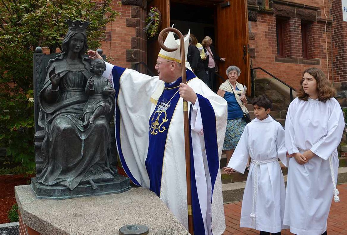 Cardinal Timothy Dolan, the archbishop of New York, celebrated Mass at the Church of Our Lady of Mercy on Westchester Avenue on Sunday, Sept. 21 in honor of the congregation's 160th anniversary. 