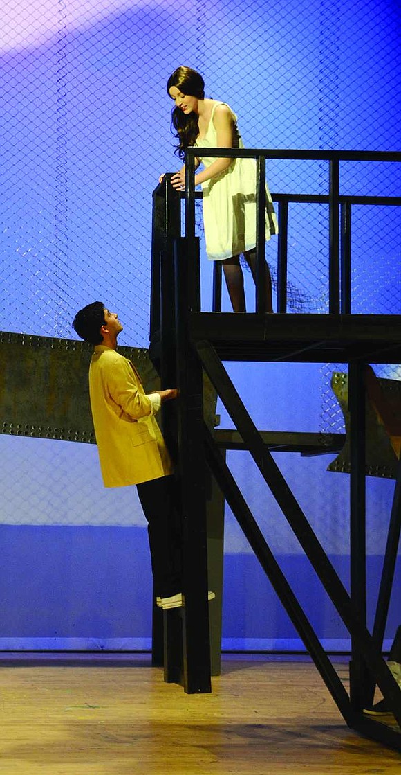  Tony and Maria, played by Blind Brook High School seniors Cole Bauer and Alexis Gordon, profess their love for each other on the fire escape. Both students were nominated for actor and actress in a leading role. 