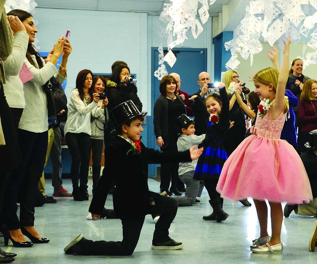 Ridge Street School first graders Bryan Bomfim and Skylar Kraut dance "La Flamenco."