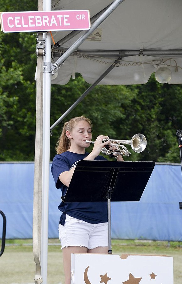 Brooke Pietrafesa, senior at Port Chester High School, performs a solo on the trumpet. 