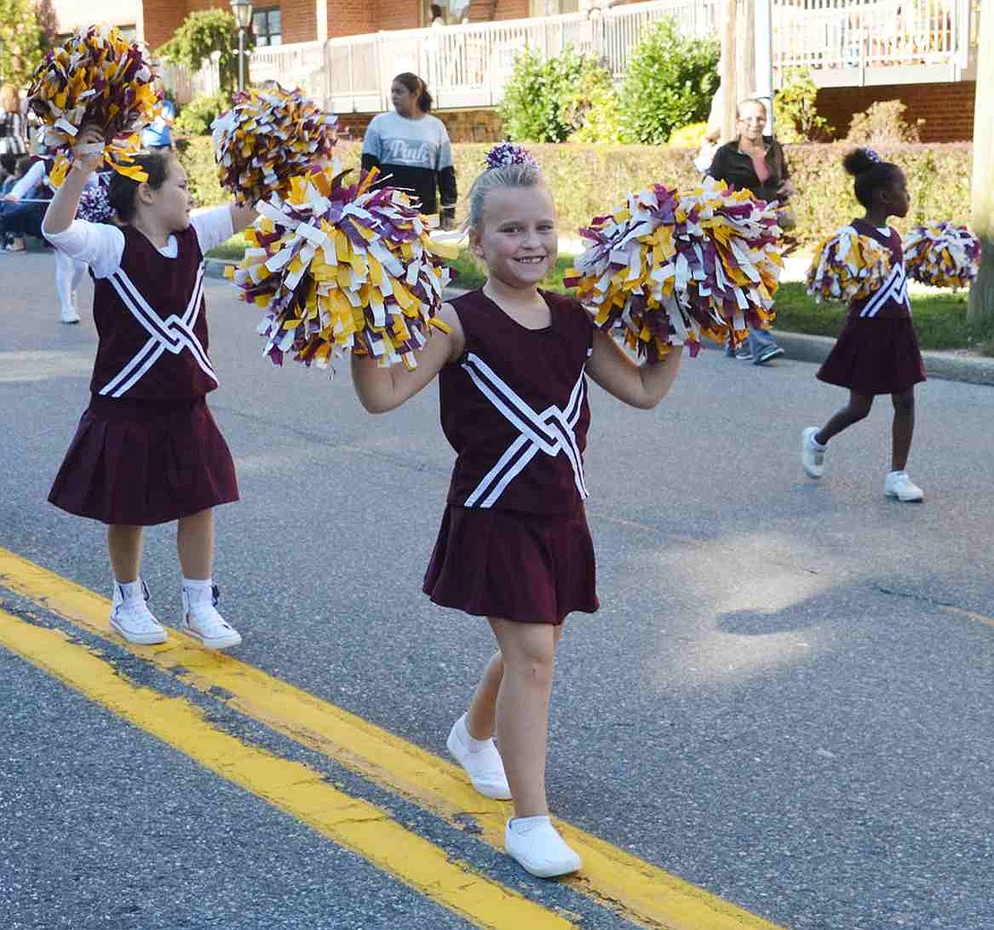 Pompoms in hand, Katherine Callaway shows her King Street School spirit at the 109th Port Chester-Rye Brook Columbus Day Parade on Sunday, Oct. 11.