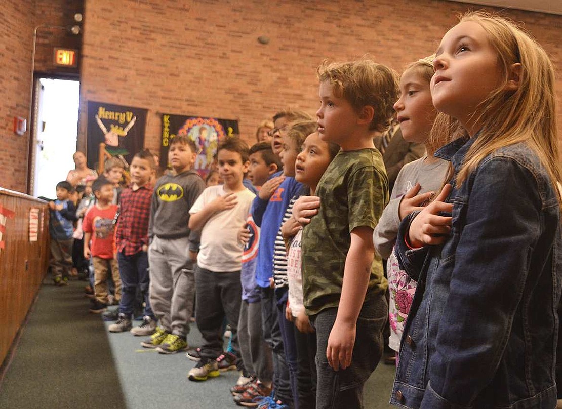  King Street School students sing "God Bless America."