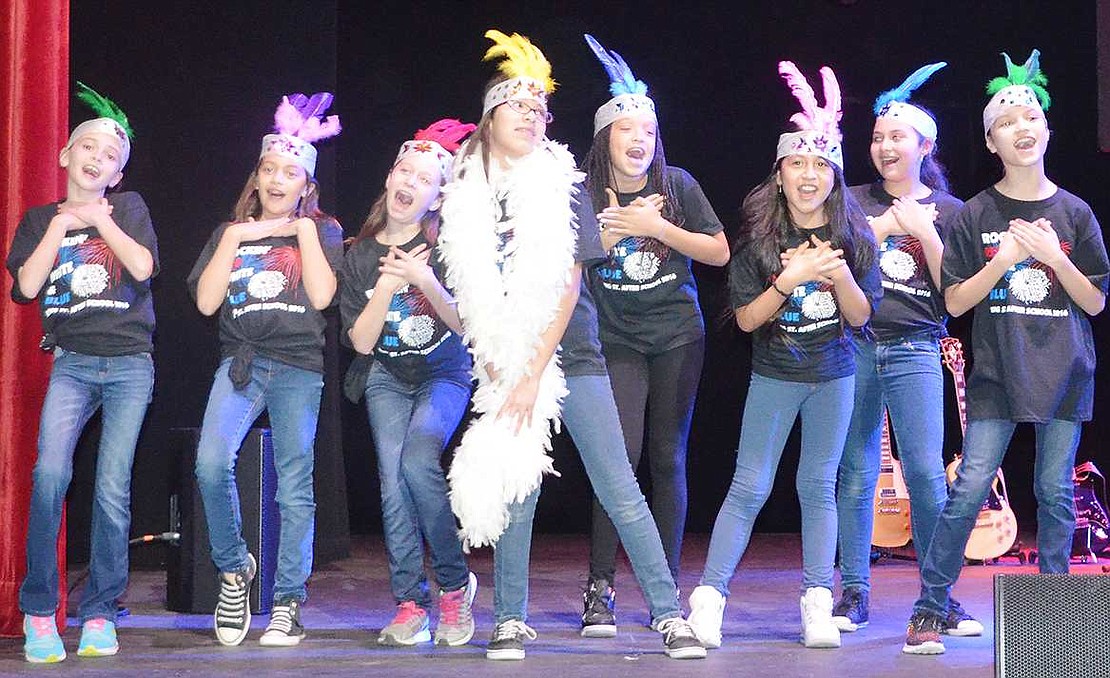 The second Concert for Carver on Saturday evening, Mar. 5 at The Capitol Theatre raised about $325,000 to benefit the Port Chester community center&rsquo;s programming. King Street School students sing &ldquo;Copacabana.&rdquo; From left: Sophia Quartarolo, Beatriz Rios, Sophia Ortiz-Heany, Hannah Cabrera, Kaiya Lewis, Karen Yupangui, Ana Garcia and Elana Marti. <p class="Picture">&nbsp;</p>