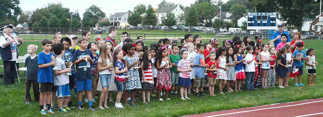 The many winners of the Independence Day contest from the four Port Chester elementary schools and from Ridge Street School in Rye Brook.