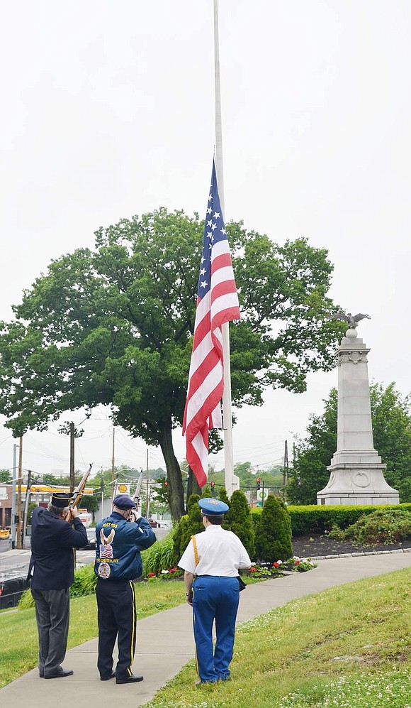 <p class="Picture">Bill Chiapetta (left) and Ken Neilsen (middle), members of the Port Chester Post 93 American Legion Firing Team, fire off shots at the Civil War monument on the corner of Pearl Street and Boston Post Road during a brief ceremony on Memorial Day. Standing with them is Anthony Bubbico, Jr., who played Taps at each of Port Chester and Rye Town&rsquo;s veterans&rsquo; memorials that morning.</p>